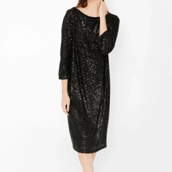 Smash + Tess Forever Frosted Dress-Black Sequin Midi Dress-Holiday New Years- XS - Picture 2 of 15